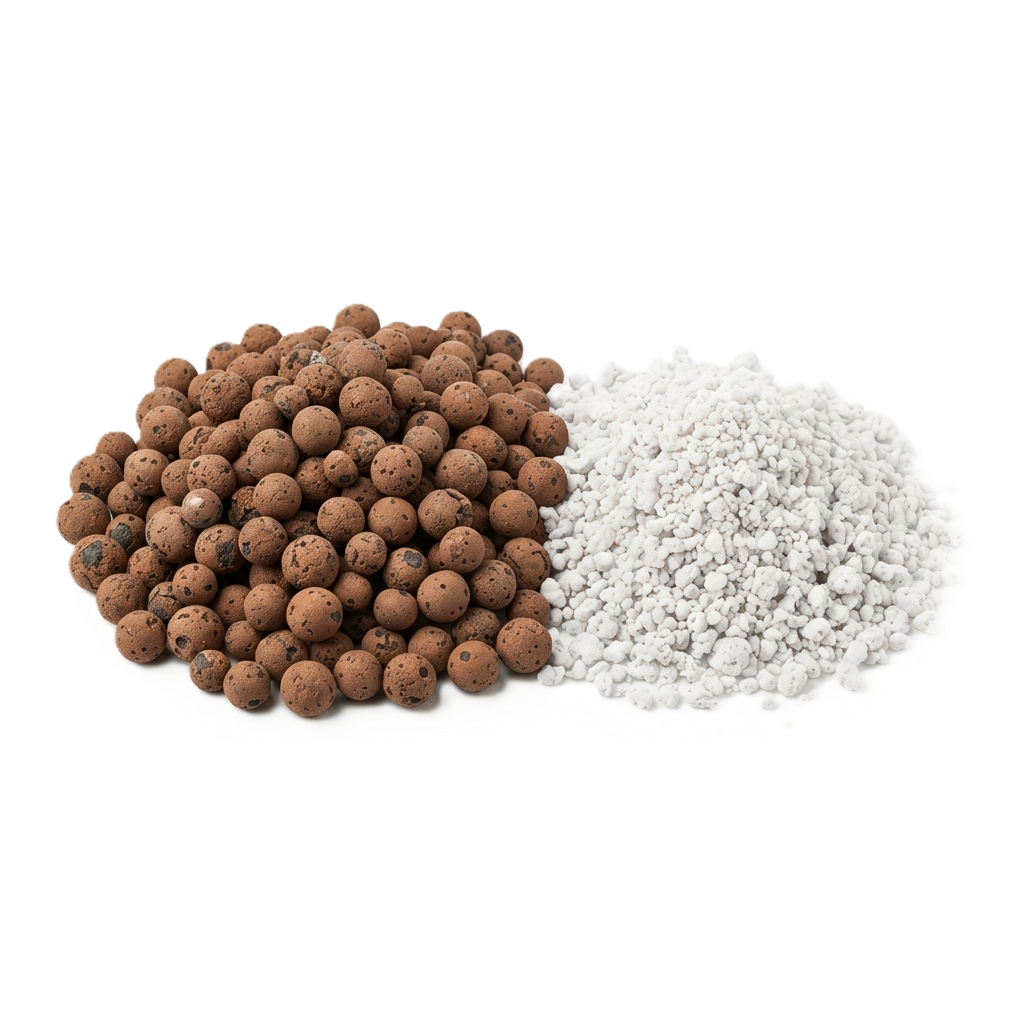 Blähton und Perlite