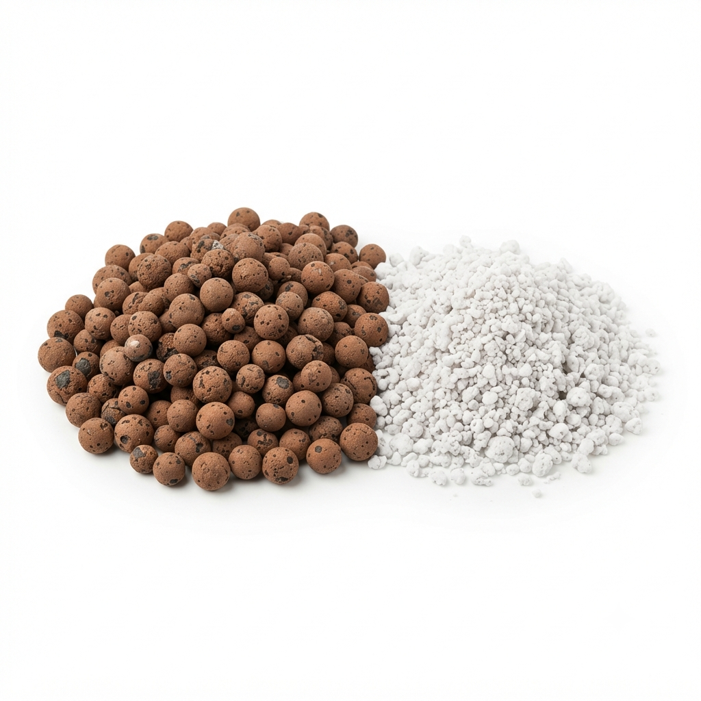 Blähton und Perlite